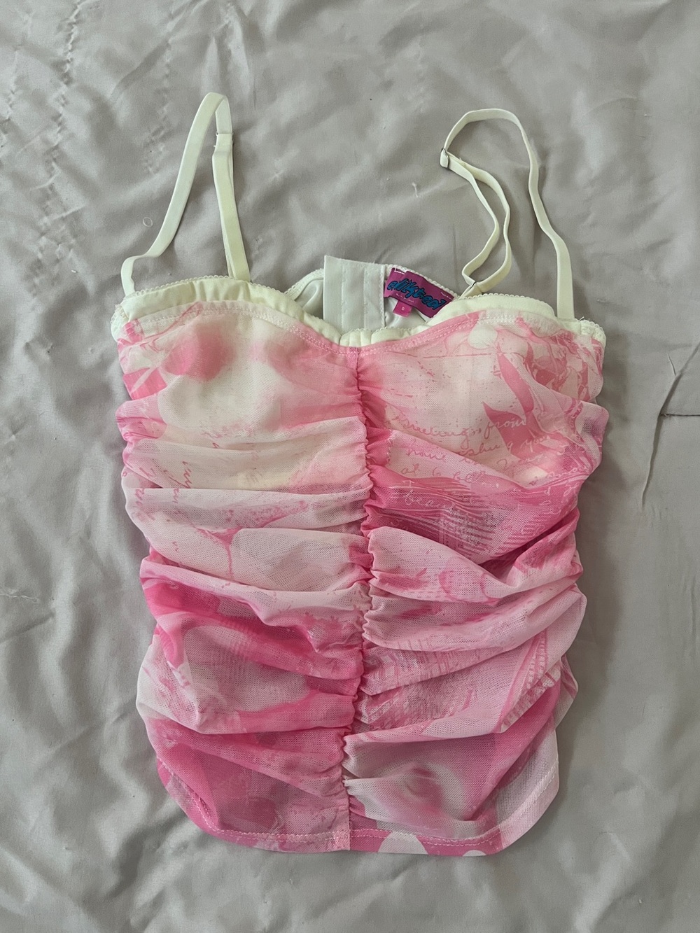 Edikted Pink Ruched Mesh Camisole Top